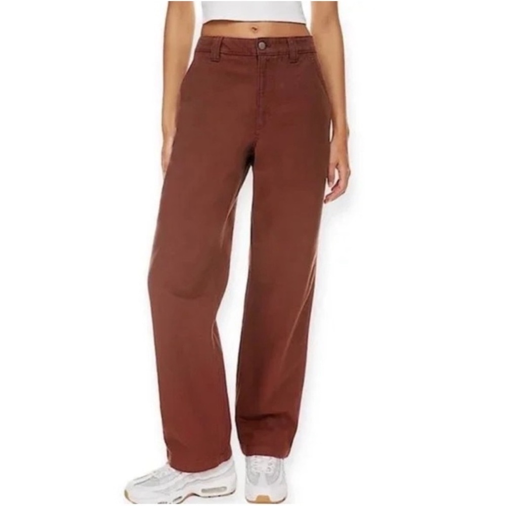 TNA Aritzia Womens Pants Maroon Size 8 Greenwich Carpenter High Rise 100% Cotton